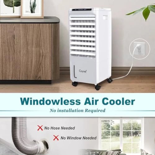 Portable Air Conditioner 7H timer auto-off, 4 modes, 3 speeds, 1.85-gal tank