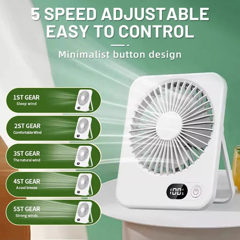 Desk Fan Portable USB Rechargeable Fan 180°