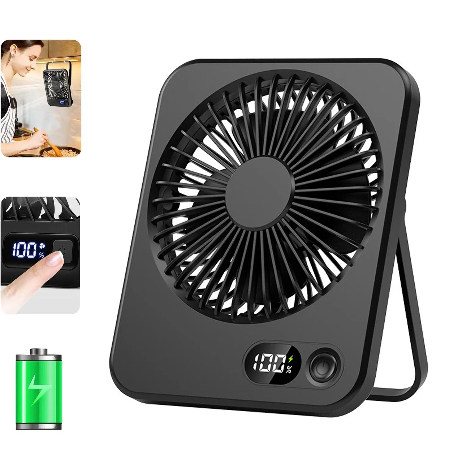 Desk Fan Portable USB Rechargeable Fan 180°
